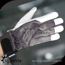 SRSAFETY Schwarze Faser zurück Leder Handschuhe Sicherheit